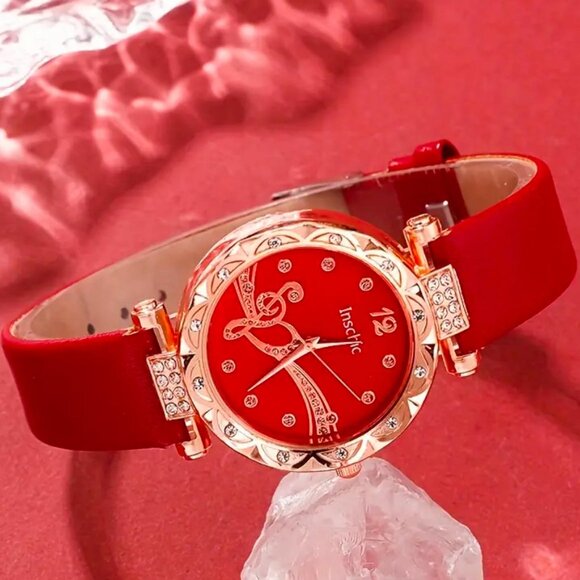 Brand new 6pc Women's Red Quartz Watch & Bracelet Set - Picture 4 of 6